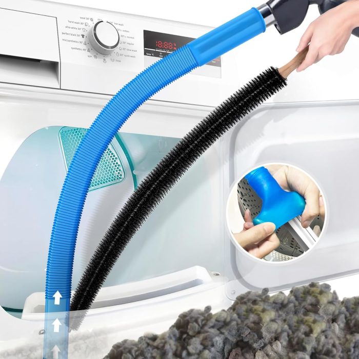 2-Piece Dryer Vent Cleaner Kit – Vacuum Hose Attachment & Lint Brush with Universal Connector - Image 1