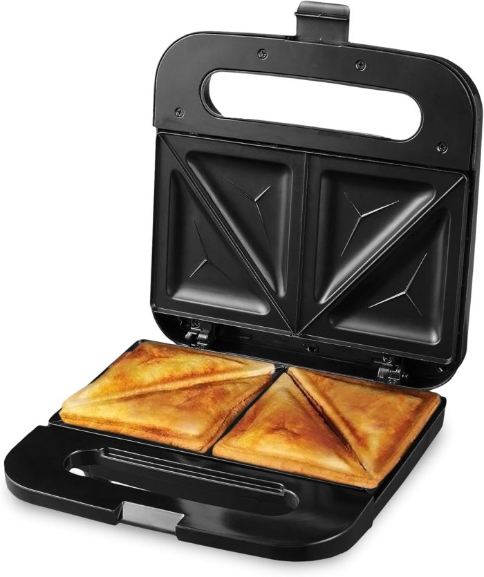 OVENTE Electric Sandwich Maker with Non-Stick Plates & Cool Touch Handle – Black (GPS401B) - Image 1