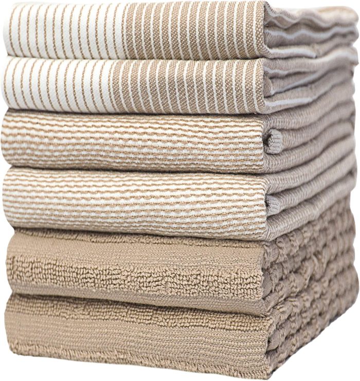 Cotton Kitchen Towels 20"x28" – 6 Pack Flat Terry Tea Towels - Image 1