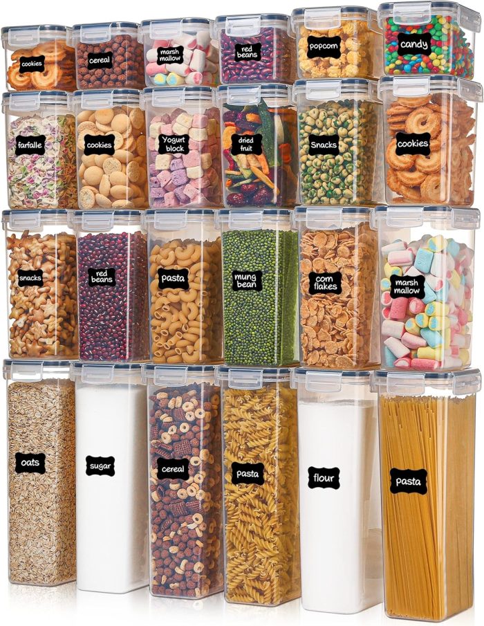 Vtopmart Airtight Food Storage Containers 24-Piece Set – BPA-Free Plastic Canisters with Lids & Labels, Black - Image 1